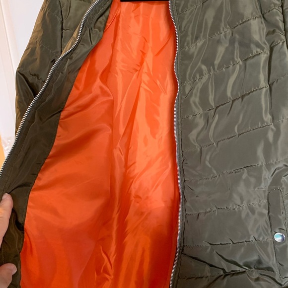 Green Long Fall Winter Puffer Jacket Quilted size 14 - Picture 6 of 16